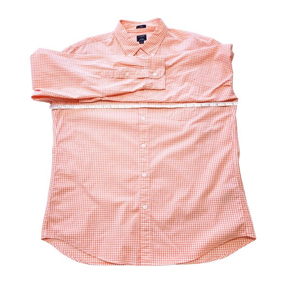 J. Crew Button Down Long Sleeved Shirt Soft Coral & White Check Size Slim XL - Picture 8 of 15